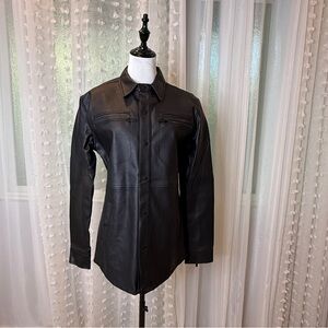 Men’s Black Vegan Leather Shirt Jacket